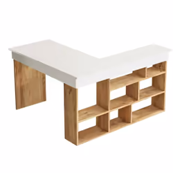 SCRIVANIA - Scrittoio multiuso, Tavolo per ufficio porta PC, Piano di lavoro, 129x120h72 cm, Quercia e Bianco. STRUTTURA E UT ...