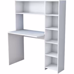 SCRIVANIA - Scrittoio multiuso, Tavolo per ufficio porta PC, Piano di lavoro, 113x40h142 cm, Bianco. STRUTTURA E UTILIZZO - S ...