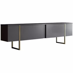 MOBILE PORTA TV - Credenza da soggiorno, Armadio basso per TV, Base parete attrezzata, 180x30h50 cm, Antracite e Oro. STRUTTU ...