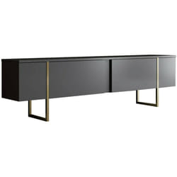 Mobile porta tv Abishia, Credenza da soggiorno, Armadio basso per tv, Base parete attrezzata, 180x30h50 cm, Antracite e Oro - Dmora