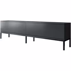 MOBILE PORTA TV - Credenza da soggiorno, Armadio basso per TV, Base parete attrezzata, 180x30h47 cm, Antracite e Nero. STRUTT ...