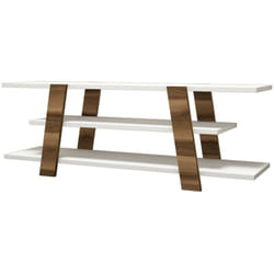 Mobile porta tv Bellagio, Credenza da soggiorno, Armadio basso per tv, Base parete attrezzata, 120x34h42 cm, Noce e Bianco - Dmora