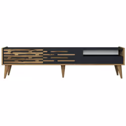 MOBILE PORTA TV - Credenza da soggiorno, Armadio basso per TV, Base parete attrezzata, 180x45h35 cm, Antracite e Noce. STRUTT ...