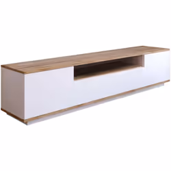 MOBILE PORTA TV - Credenza da soggiorno, Armadio basso per TV, Base parete attrezzata, 180x45h45 cm, Quercia e Bianco. STRUTT ...
