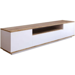 Dmora - Mobile porta tv Asellina, Credenza da soggiorno, Armadio basso per tv, Base parete attrezzata, 180x45h45 cm, Quercia e Bianco