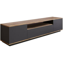 Dmora - Mobile porta tv Asellina, Credenza da soggiorno, Armadio basso per tv, Base parete attrezzata, 180x45h45 cm, Quercia e Antracite