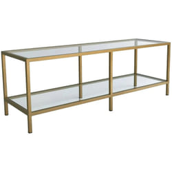 Mobile porta tv Donata, Credenza da soggiorno, Armadio basso per tv, Base parete attrezzata, 130x40h45 cm, Oro - Dmora