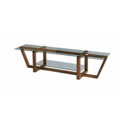Mobile porta tv Arienzo, Credenza da soggiorno, Armadio basso per tv, Base parete attrezzata, 158x35h35 cm, Noce - Dmora