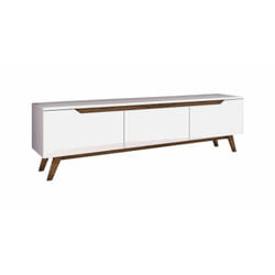 Dmora - Mobile porta tv Apatite, Credenza da soggiorno, Armadio basso per tv, Base parete attrezzata, 180x35h49 cm, Bianco e Noce