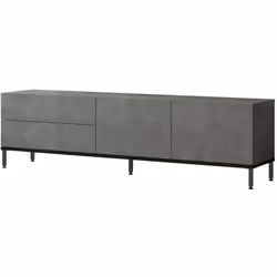 MOBILE PORTA TV - Credenza da soggiorno, Armadio basso per TV, Base parete attrezzata, 170x36h46 cm, Argento e Nero. STRUTTUR ...