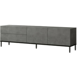 Mobile porta tv Basyang, Credenza da soggiorno, Armadio basso per tv, Base parete attrezzata, 170x36h46 cm, Argento e Nero - Dmora