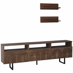 MOBILE PORTA TV - Credenza da soggiorno, Armadio basso per TV, Base parete attrezzata, 170x30h40 cm, Noce. STRUTTURA E UTILIZ ...