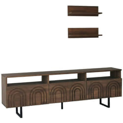 Mobile porta tv Barbania, Credenza da soggiorno, Armadio basso per tv, Base parete attrezzata, 170x30h40 cm, Noce - Dmora