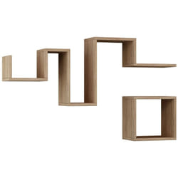 Mensola Donna, Scaffale, Ripiano a muro, Scaffalatura multiuso, 116x20h45 cm, Quercia - Dmora