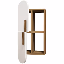 MENSOLA - Scaffale, Ripiano a muro, Scaffalatura multiuso, 35x22h60 cm, Noce e Bianco. STRUTTURA E UTILIZZO - Mensola da pare ...