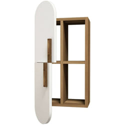 Mensola Ela, Scaffale, Ripiano a muro, Scaffalatura multiuso, 35x22h60 cm, Noce e Bianco - Dmora