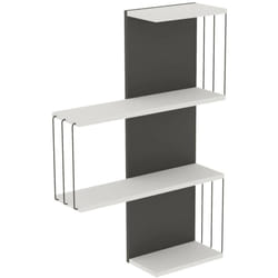Mensola Batilda, Scaffale, Ripiano a muro, Scaffalatura multiuso, 64x19h96 cm, Bianco e Antracite - Dmora