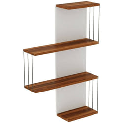 Mensola Batilda, Scaffale, Ripiano a muro, Scaffalatura multiuso, 64x19h96 cm, Quercia e Bianco - Dmora