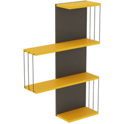 Mensola Batilda, Scaffale, Ripiano a muro, Scaffalatura multiuso, 64x19h96 cm, Antracite e Giallo - Dmora