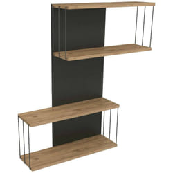 Mensola Gerolama, Scaffale, Ripiano a muro, Scaffalatura multiuso, 65x19h96 cm, Antracite e Rovere - Dmora