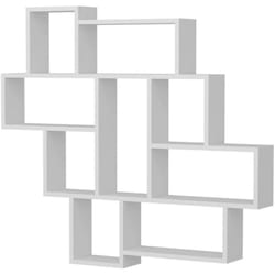 Mensola Chapala, Scaffale, Ripiano a muro, Scaffalatura multiuso, 116x15h104 cm, Bianco - Dmora