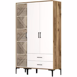 GUARDAROBA 3 ANTE - Mobile camera da letto, Cabina armadio portabiti, Armadio appendiabiti, 120x48h201 cm, Noce e Bianco. STR ...