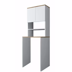 ARMADIO MULTIUSO 2 ANTE - Mobile multifunzionale, Mobiletto scarpiera, Guardaroba porta scarpe, 65x60h184 cm, Bianco e Noce.  ...