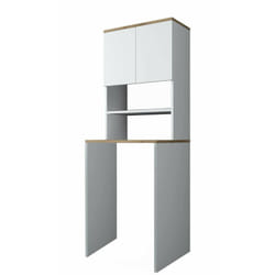 Armadio multiuso 2 ante Fiamma, Mobile multifunzionale, Mobiletto scarpiera, Guardaroba porta scarpe, 65x60h184 cm, Bianco e Noce - Dmora