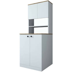 Armadio multiuso grande Marty, Mobile multifunzionale, Mobiletto scarpiera, Guardaroba porta scarpe, 70x73h184 cm, Bianco e Noce - Dmora