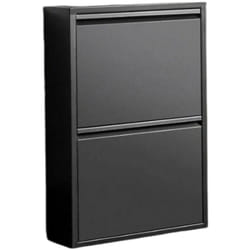 Scarpiera Igina, Mobile portascarpe in metallo, Armadio da ingresso multiuso, Mobiletto per calzature, 50x15h71 cm, Nero - Dmora