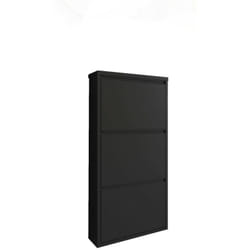 Scarpiera Alexa, Mobile portascarpe in metallo, Armadio da ingresso multiuso, Mobiletto per calzature, 50x15h104 cm, Nero - Dmora