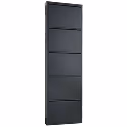 SCARPIERA - Mobile portascarpe in metallo, Armadio da ingresso multiuso, Mobiletto per calzature, 50x15h172 cm, Nero. STRUTTU ...