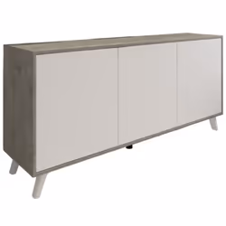 CREDENZA - Buffet da soggiorno, Madia da salotto, Dispensa da cucina, 154x40h72 cm, Grigio chiaro e Bianco. STRUTTURA E UTILI ...