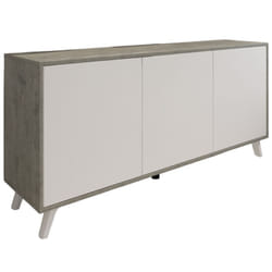 Credenza Annina, Buffet da soggiorno, Madia da salotto, Dispensa da cucina, 154x40h72 cm, Grigio chiaro e Bianco - Dmora