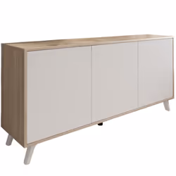 CREDENZA - Buffet da soggiorno, Madia da salotto, Dispensa da cucina, 154x40h72 cm, Rovere e Bianco. STRUTTURA E UTILIZZO - M ...