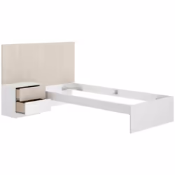 LETTO SINGOLO - Sommier per camera da letto, Giroletto per stanza, Struttura porta materasso, 146x195 h106 cm, Bianco e Rover ...