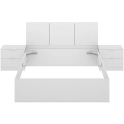 Letto matrimoniale Marika, Sommier per camera da letto, Giroletto per stanza, Struttura porta materasso, 267x205 h96 cm, Bianco - Dmora