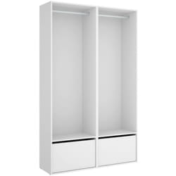 Guardaroba grande Pewa, Mobile camera da letto, Cabina armadio portabiti, Armadio appendiabiti, 120x45 h205 cm, Bianco e Rovere - Dmora