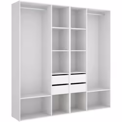GUARDAROBA GRANDE - Mobile camera da letto, Cabina armadio portabiti, Armadio appendiabiti, 196x45 h205 cm, Bianco e Rovere. ...