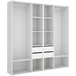Guardaroba grande Mala, Mobile camera da letto, Cabina armadio portabiti, Armadio appendiabiti, 196x45 h205 cm, Bianco e Rovere - Dmora