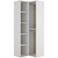 Guardaroba grande Anzino, Mobile camera da letto, Cabina armadio portabiti, Armadio appendiabiti, 85x85 h205 cm, Bianco e Rovere - Dmora