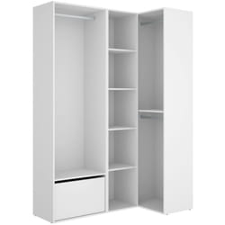 Guardaroba grande Tobias, Mobile camera da letto, Cabina armadio portabiti, Armadio appendiabiti, 145x85 h205 cm, Bianco e Rovere - Dmora