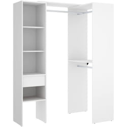 Guardaroba grande Ewiniar, Mobile camera da letto, Cabina armadio portabiti, Armadio appendiabiti, 98x42 h187 cm, Bianco - Dmora