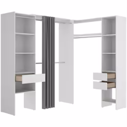 GUARDAROBA GRANDE - Mobile camera da letto, Cabina armadio portabiti, Armadio appendiabiti, 214x141 h205 cm, Bianco. STRUTTUR ...
