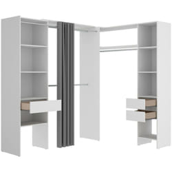 Guardaroba grande Pali, Mobile camera da letto, Cabina armadio portabiti, Armadio appendiabiti, 214x141 h205 cm, Bianco - Dmora