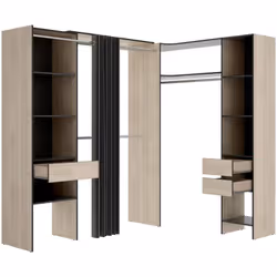 GUARDAROBA GRANDE - Mobile camera da letto, Cabina armadio portabiti, Armadio appendiabiti, 214x141 h205 cm, Antracite e Rove ...