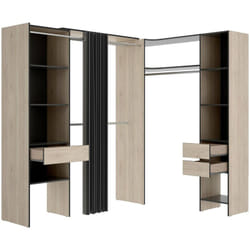 Guardaroba grande Pali, Mobile camera da letto, Cabina armadio portabiti, Armadio appendiabiti, 214x141 h205 cm, Antracite e Rovere - Dmora