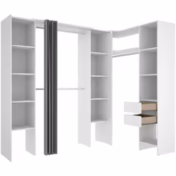 GUARDAROBA GRANDE - Mobile camera da letto, Cabina armadio portabiti, Armadio appendiabiti, 234x141 h205 cm, Bianco. STRUTTUR ...