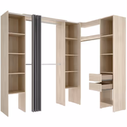 GUARDAROBA GRANDE - Mobile camera da letto, Cabina armadio portabiti, Armadio appendiabiti, 234x141 h205 cm, Rovere. STRUTTUR ...