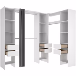 GUARDAROBA GRANDE - Mobile camera da letto, Cabina armadio portabiti, Armadio appendiabiti, 234x141 h205 cm, Bianco. STRUTTUR ...